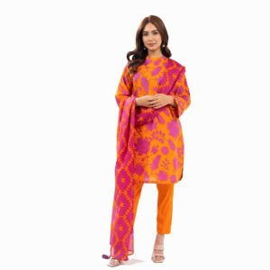 Viscose 3 Piece | Printed Shirt, Plain Trouser & Dupatta | RTS