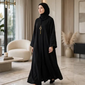 Elegant Black Pendant Abaya – Timeless Modest Elegance