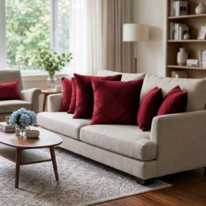 Pintuck Red Velvet Cushion Covers – Textured Elegance & Cozy Comfort